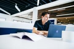 Student looking at laptop