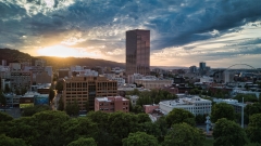 Downtown Portland, Oregon skyline at sunset