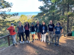 The seven students who kicked off the Middlebury Climate Change Semester at Jack's Peak Park in Monterey, California