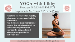 Flyer for student vinyasa flow yoga