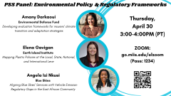  PSS Panel: Environmental Policy & Regulatory Frameworks 