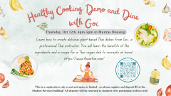 woman cooking food, various ingredients and dishes on the left and right border