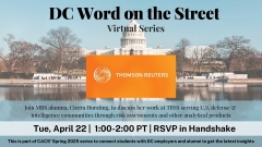 Meet with MIIS alumni who will discuss their work at Thomson Reuters Special Services (TRSS). TRSS serves Federal law enforcement, the U.S. defense and intelligence communities, and commercial and international businesses through risk assessments and other analytical products.