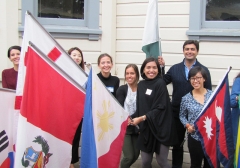 Students Welcome with Flags of Different Countries