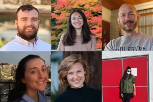Photo of six of the nine CLS finalists form top left to bottom right Alan Sevin MAIEP ’23, Chise Kerns MPA_MAIEM ’23, Nicholas Garbacz MPA_IEM ’22, Rachel Herring MAIEP ’23, Jordyn Dezago MPA_MAIEM ’23 and Alyssa Serrano MAIPD ’22