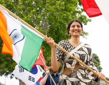 flag procession with Aishwarya