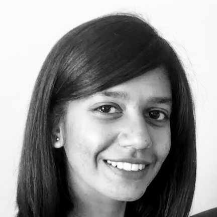Black and white headshot of Srishti Sharma
