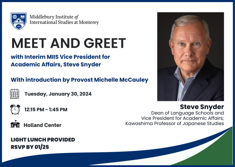 Meet and Greet with Interim MIIS Vice President for Academic Affairs