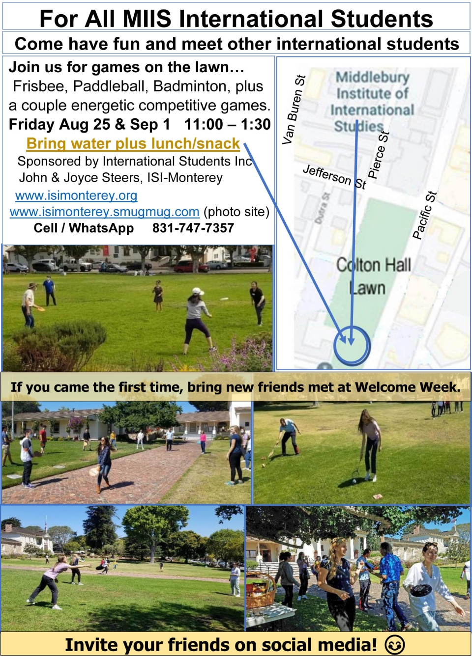 Invitation to games on Colton Lawn