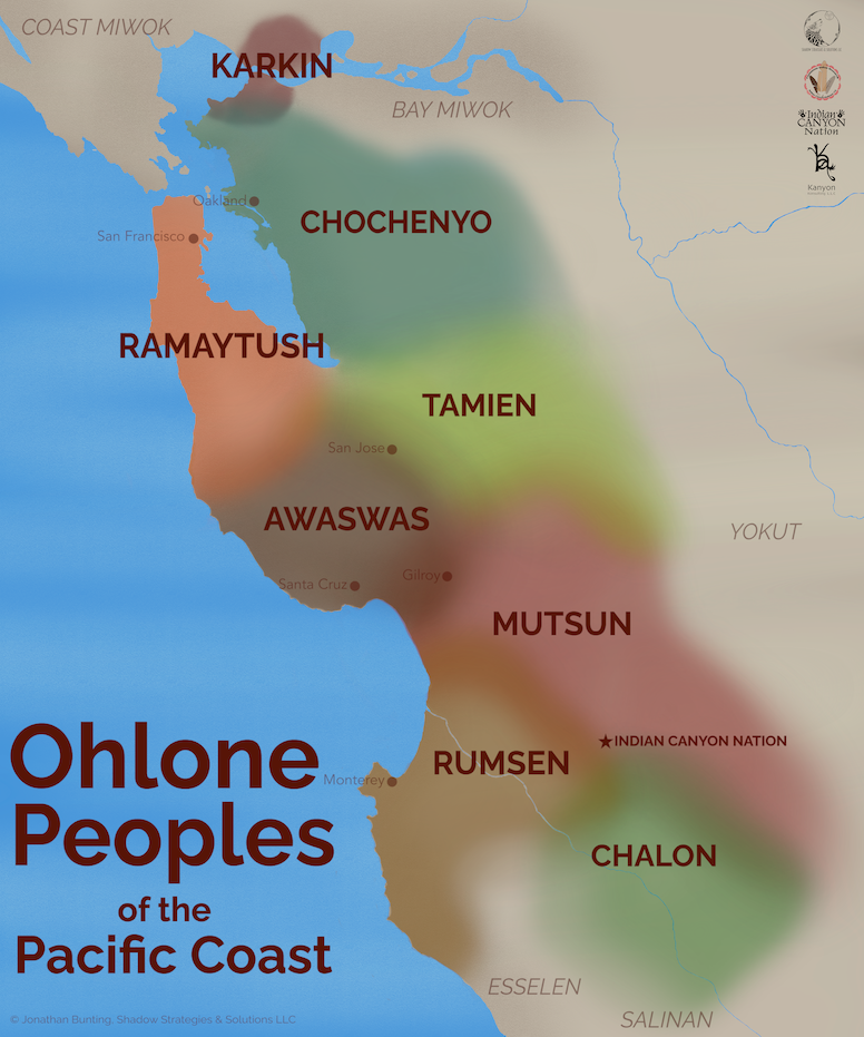 Map of Ohlone Peoples of the Pacific Coast