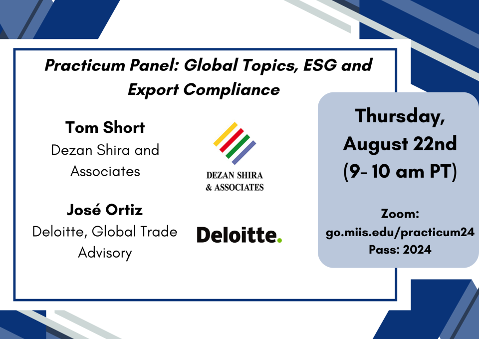 Practicum Panel on ESG and Export Compliance