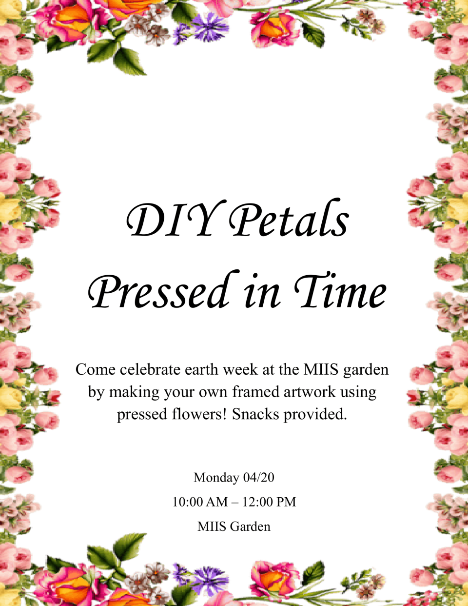 Flower boarder with white background