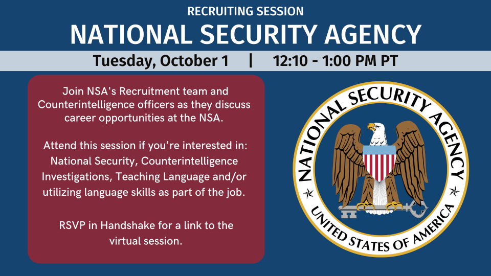 Blue background with the National Security Agency seal.