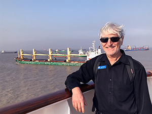 David Helvarg, Blue Frontier Founder, by ship port 