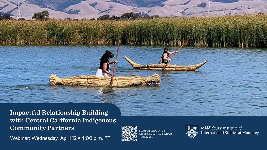 Two indigenous Americans rowing canoes