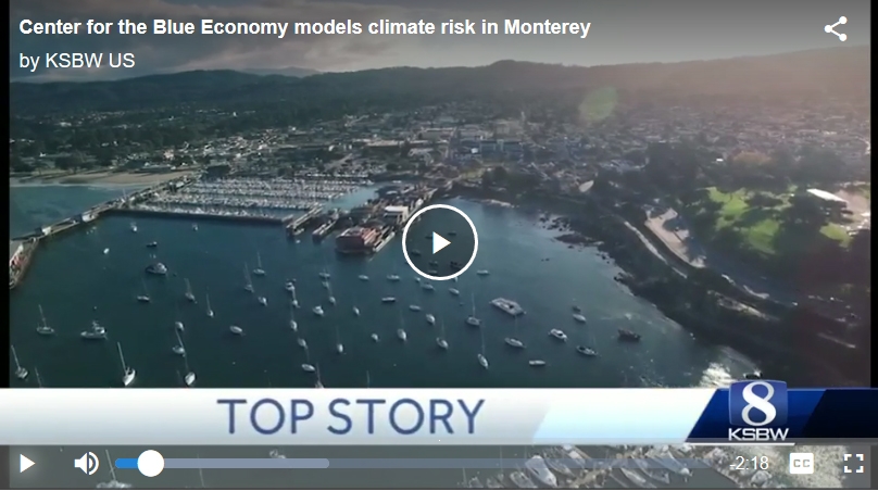 Screen shot of TV news story on climate change in Monterey