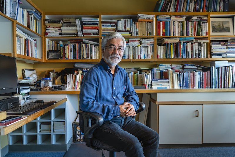 Tsuneo Akaha in his office on the Middlebury Institute campus