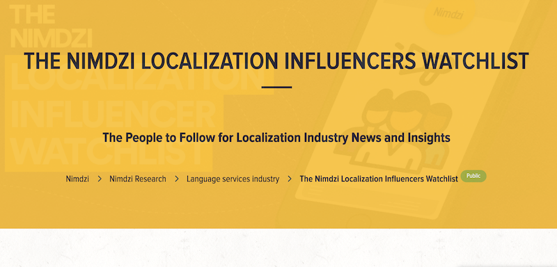 Nimdzi Influencer Watchlist screenshot