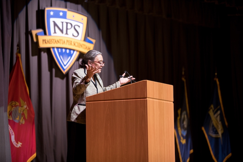 President Patton speaking at evening MIIS NPS Security Dialogue event