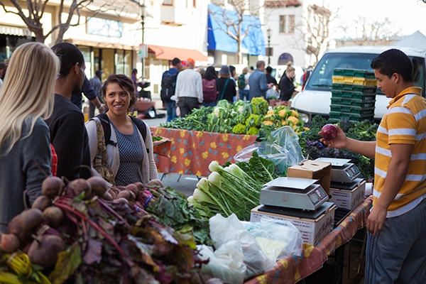 The Tuesday Farmers Market on Alvarado Street in Monterey, CA.