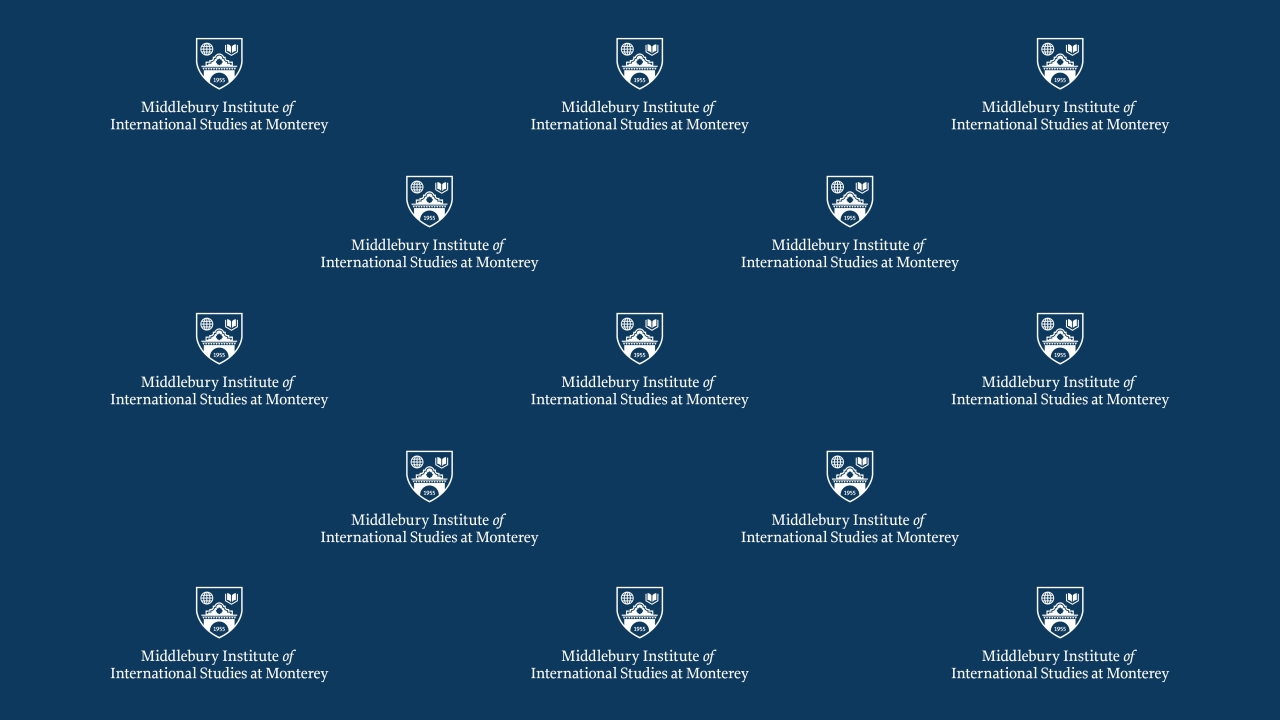 Blue background with Monterey logos on a grid