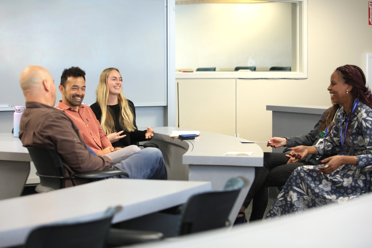 Students chat at Preview Day