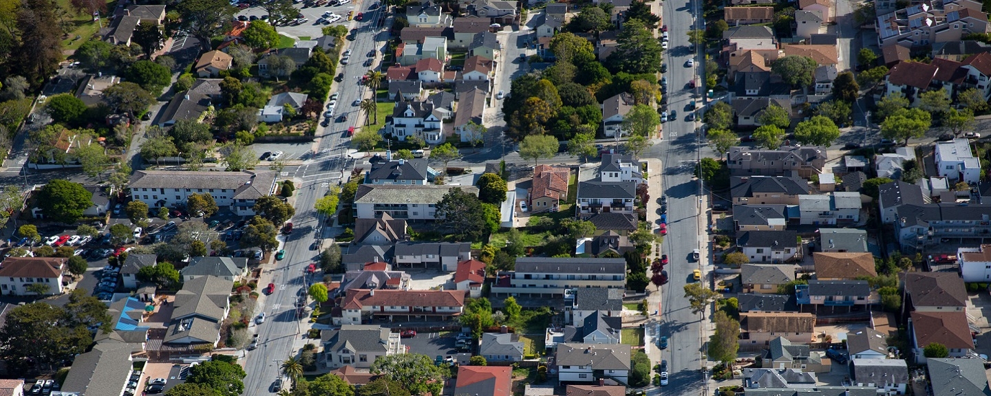 Aerial view of Monterey town