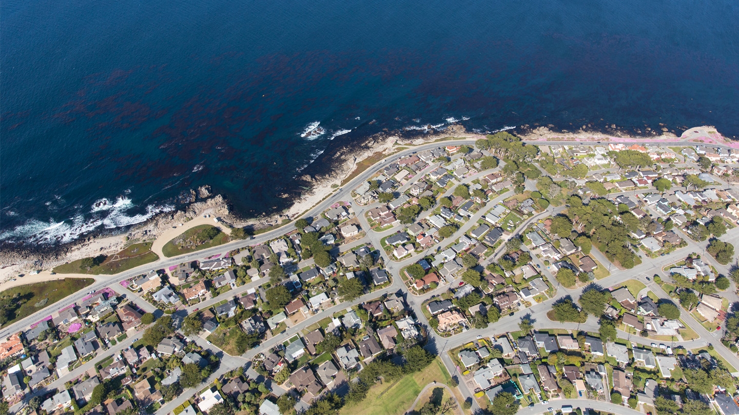 Aerial photo of the Monterey, CA coastline
