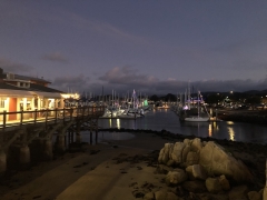 Fisherman's Wharf in Monterey at night in winter