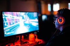 Man playing computer game