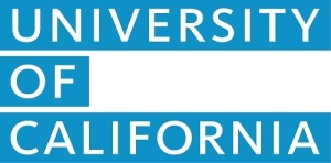 University of California wordmark in white font on a blue background