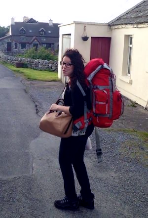 Ana Leticia De León outside with a backpack