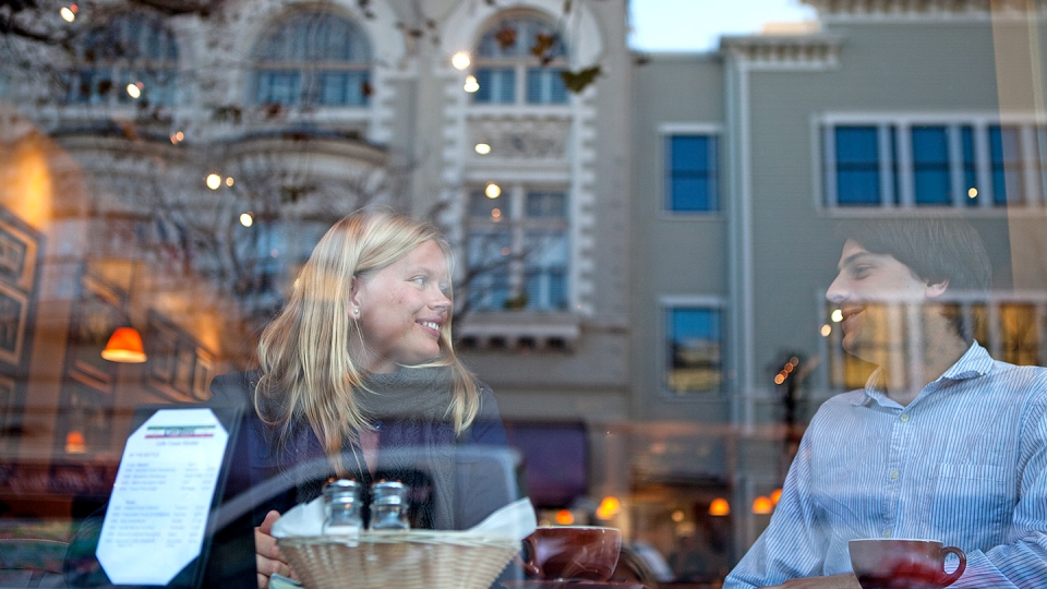 Students enjoying coffee in one of the many cafés and eateries in and around Monterey.