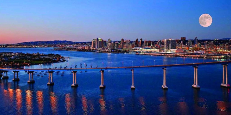 San Diego Skyline with Moon