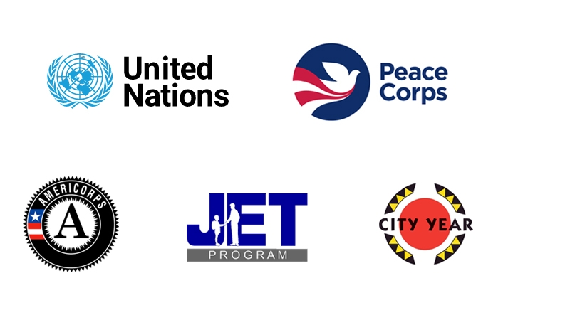 ogos for key Institute partners, including United Nations, Americorps, Peace Corps, City Year, and JET.