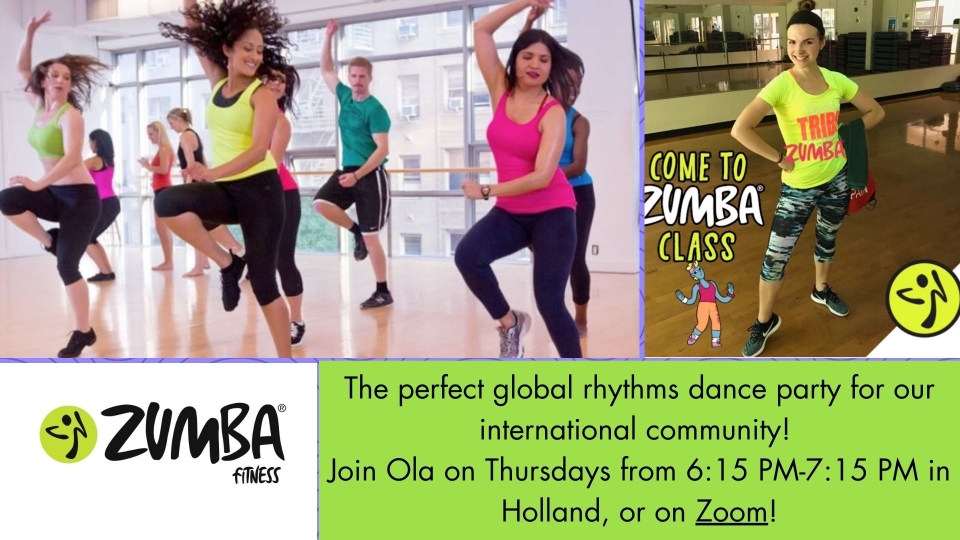 Women preforming Zumba and instructor photo