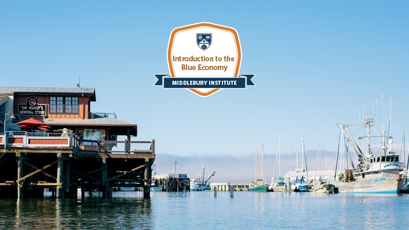 Monterey wharf with course badge overlayed