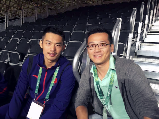 Alumnus Zhang with Olympic Champion Lin Dan