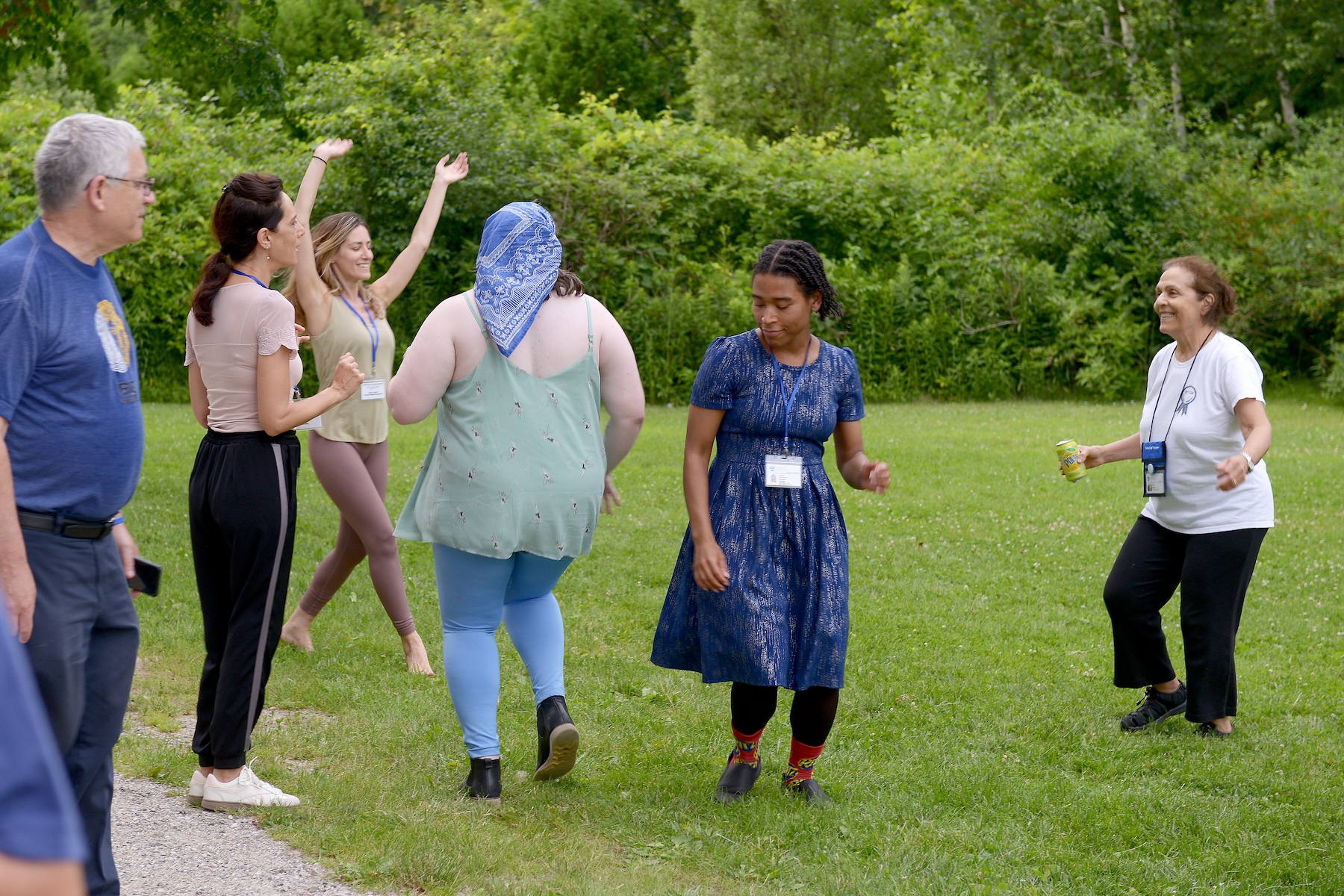 Students dance outside at the School of Hebrew. 