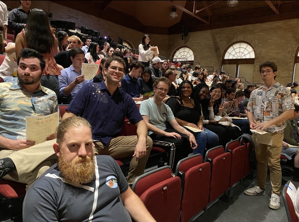 Students in the auditorium at the Chinese School. 