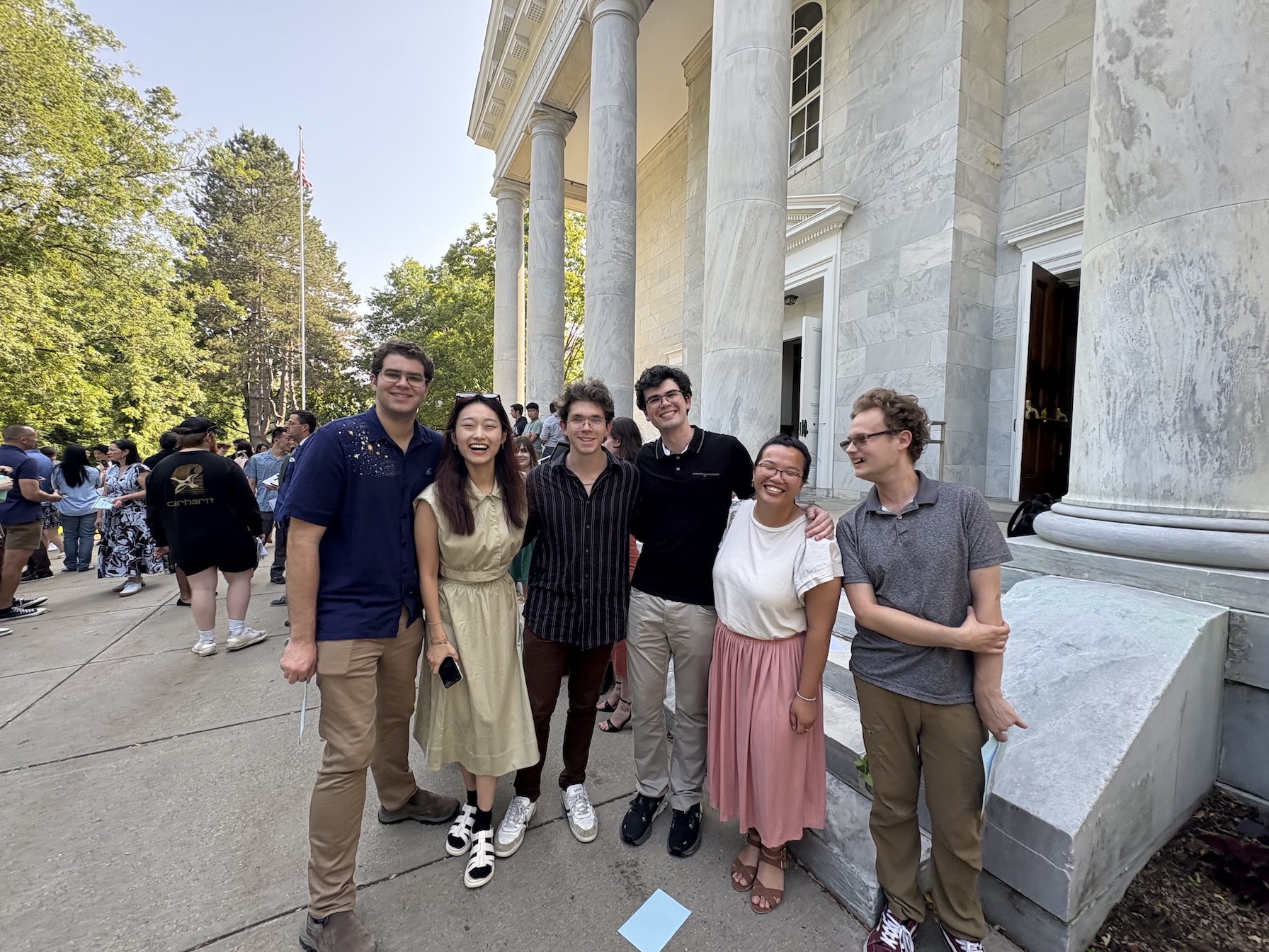 Chinese School students outside the chapel at Middlebury College.