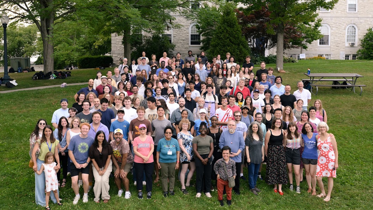 a group of German students on the lawn at Middlebury College.