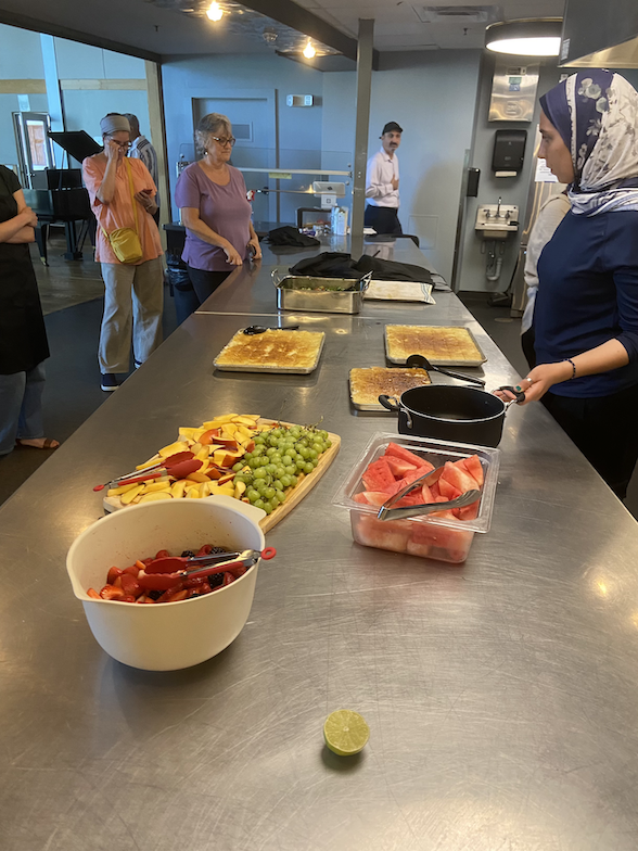 A table of ingredients at an Arabic cooking class