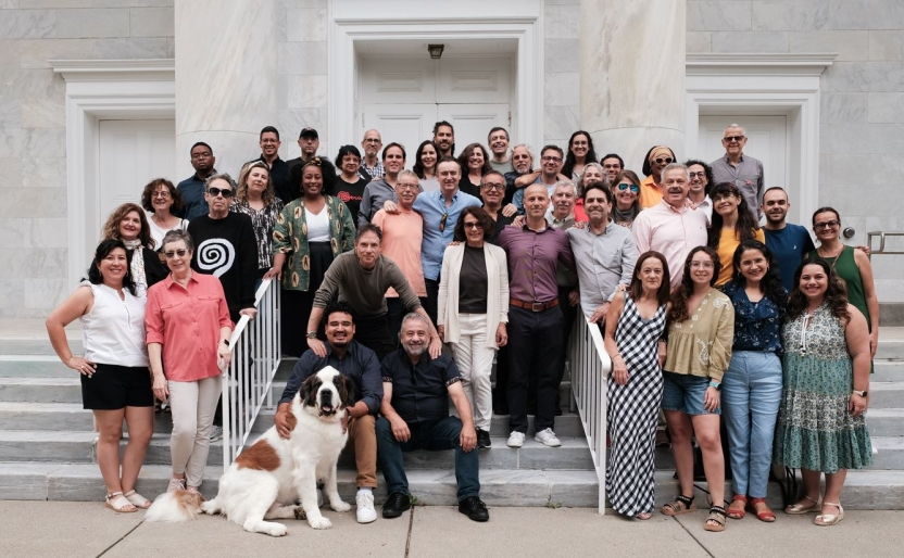 School of Spanish faculty on the chapel steps. 
