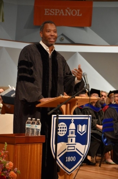 Coates speaks at the graduation ceremony.