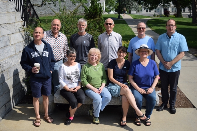 Large group of Hebrew Lifelong Learner students sitting outside for photo.