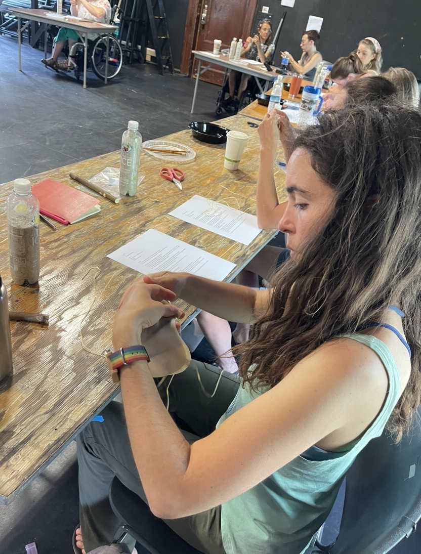 Basket making with the Abenaki students again.