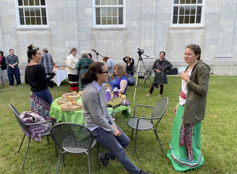 Outside meeting before final projects with the Abenaki students.