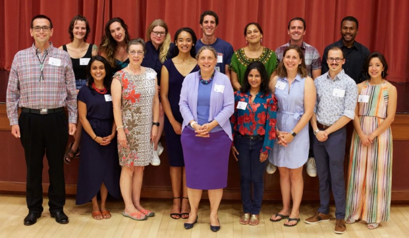 Students who received a Spanish Kathryn Davis take a picture with Laurie Patton.