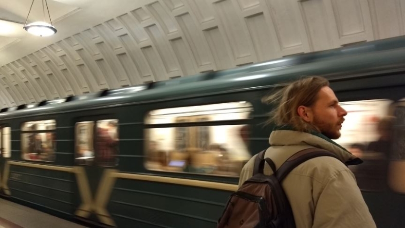 Waiting for the train in Russia.